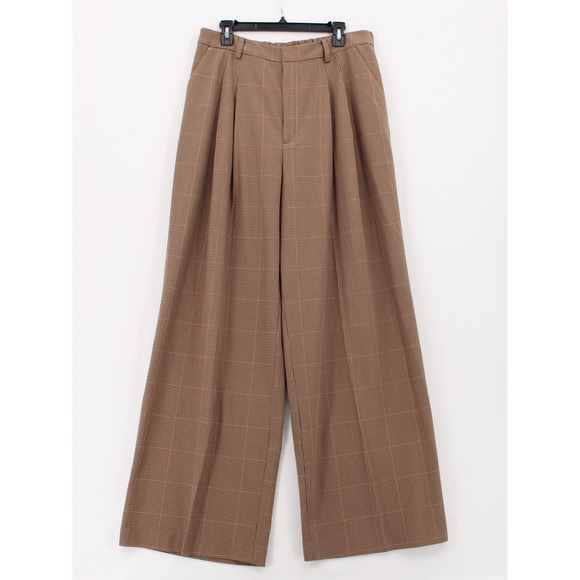 Maeve Pants - Maeve‎ Anthropologie Avery Pleated Wide Leg Houndstooth Pants size L Tall